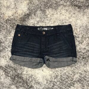 Express Women's Cuffed Dark Indigo Jean Shorts